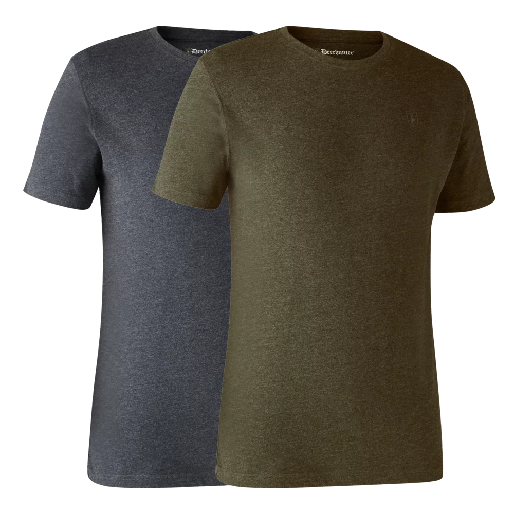 Basic T-Shirt im 2er-Pack - Adventure Green Melange