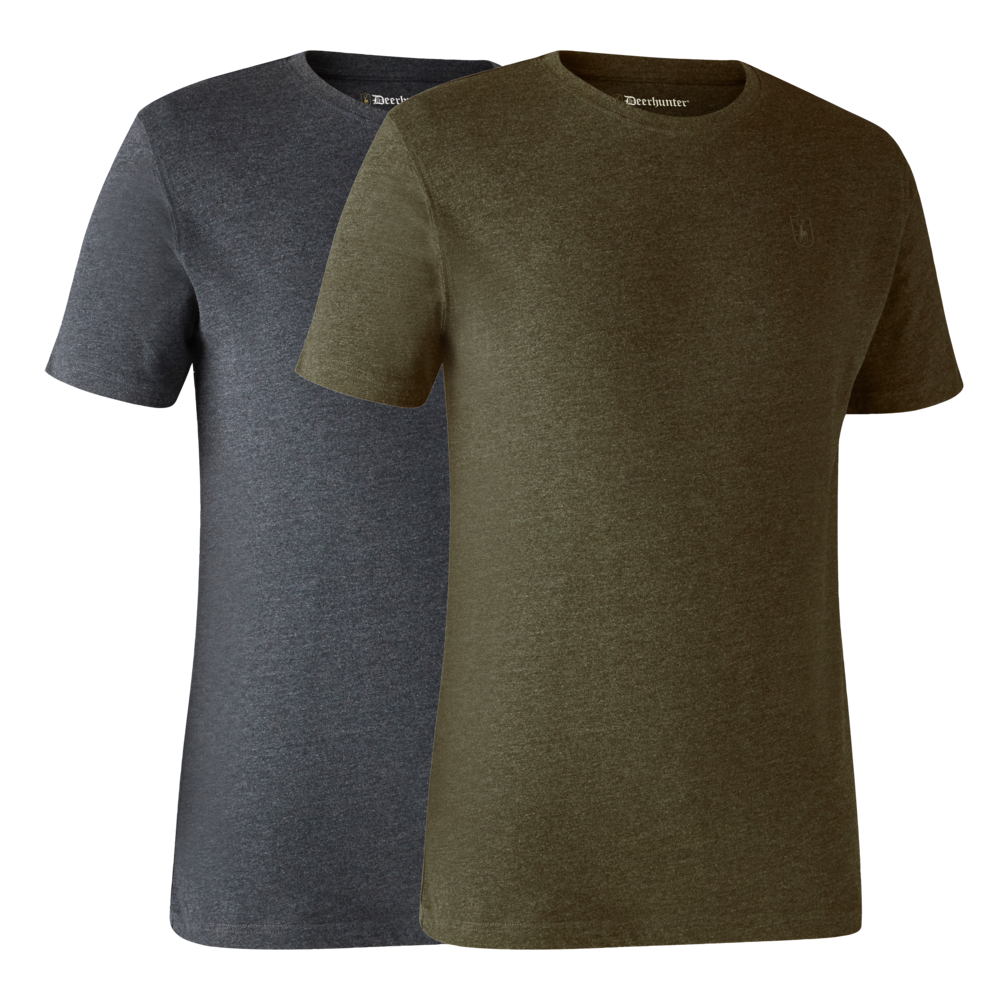 Basic T-Shirt im 2er-Pack - Adventure Green Melange